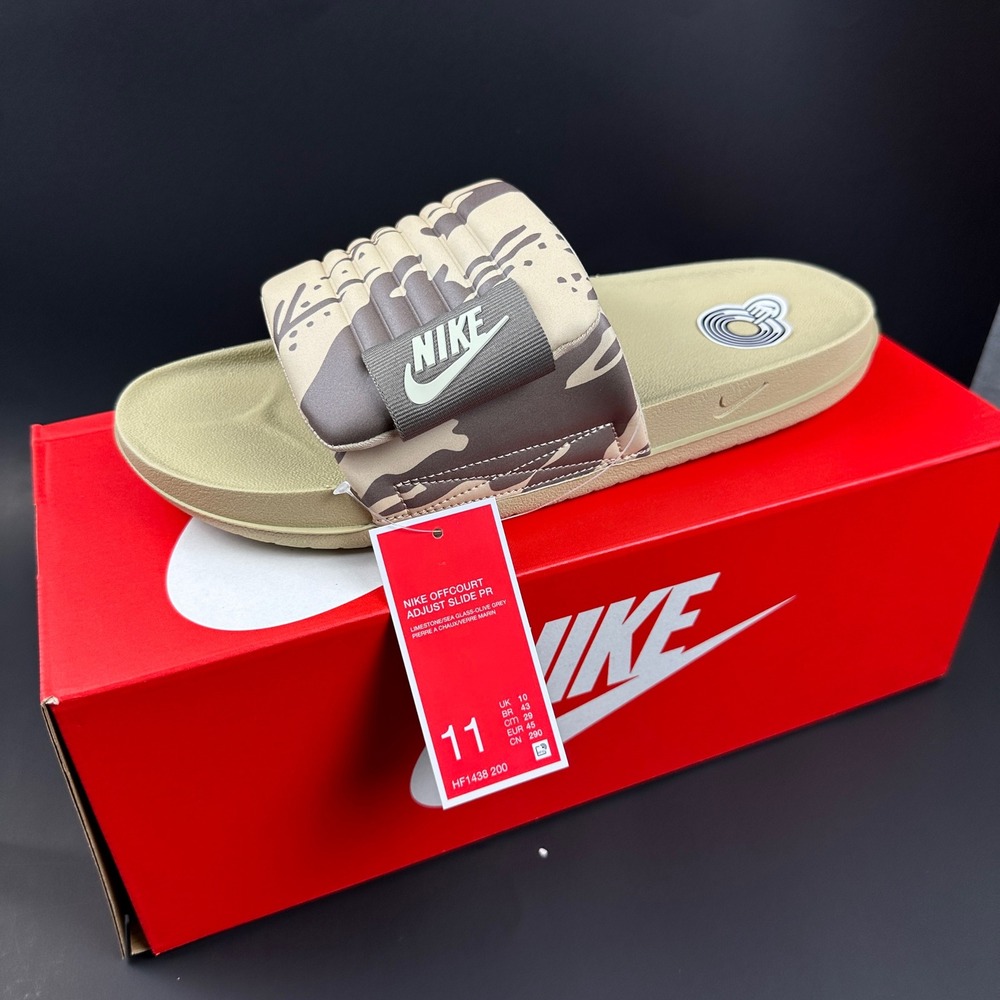 Nike Offcourt Adjust Slide PR Camo Limestone Olive Grey HF1438 200 Mens 11